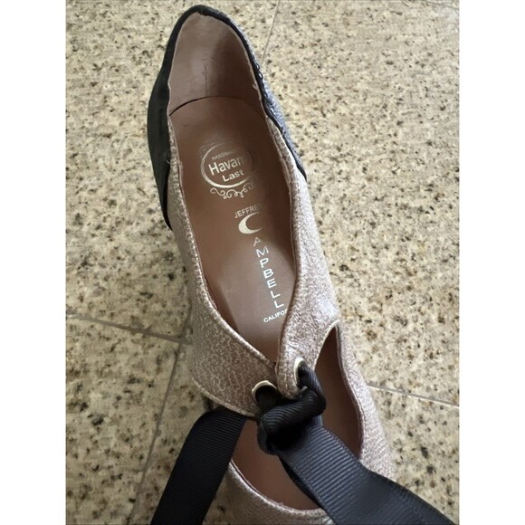 Jeffrey Campbell Brown/Black Leather Mary Jane Size 6.5 Women's Wedge Heel Tie - Picture 9 of 11